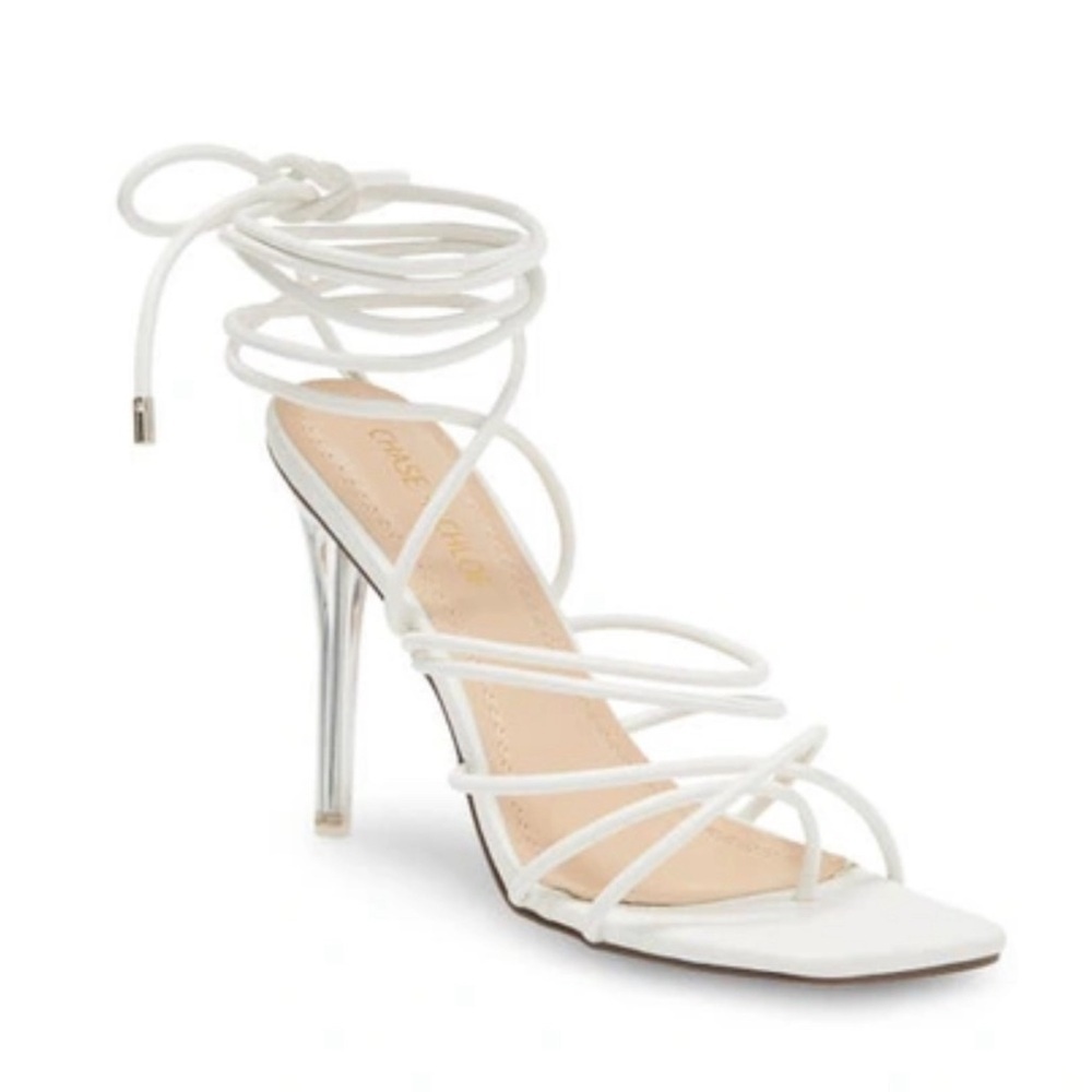 NWT CHASE AND CHLOE Size 10 White Gia Clear Heel Sandal